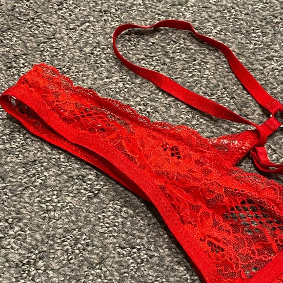 New! Victorias Secret Very Sexy Red Fishnet Open Back Brazilian Panties 16166 - Picture 8 of 12